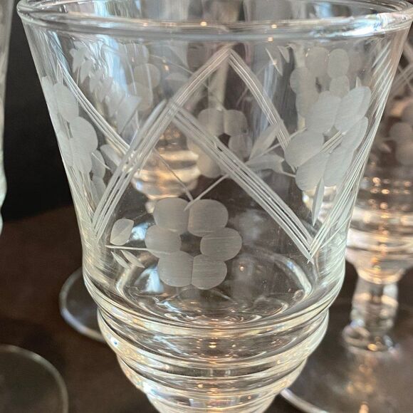 Vintage Libbey Rock Sharpe Crystal Water Glass 1940-1950, 5" Tall, Set Of 4 - Picture 4 of 6